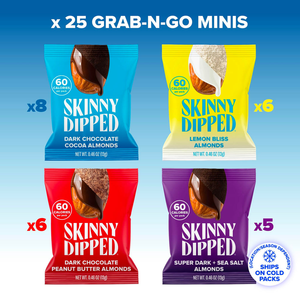 Almonds kissed with maple sugar and sea salt in SKINNYDIPPED chocolate coating.