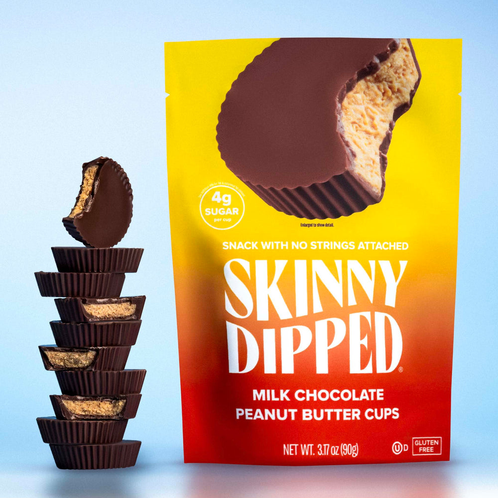 SkinnyDipped bag containing six cups for convenient snacking.