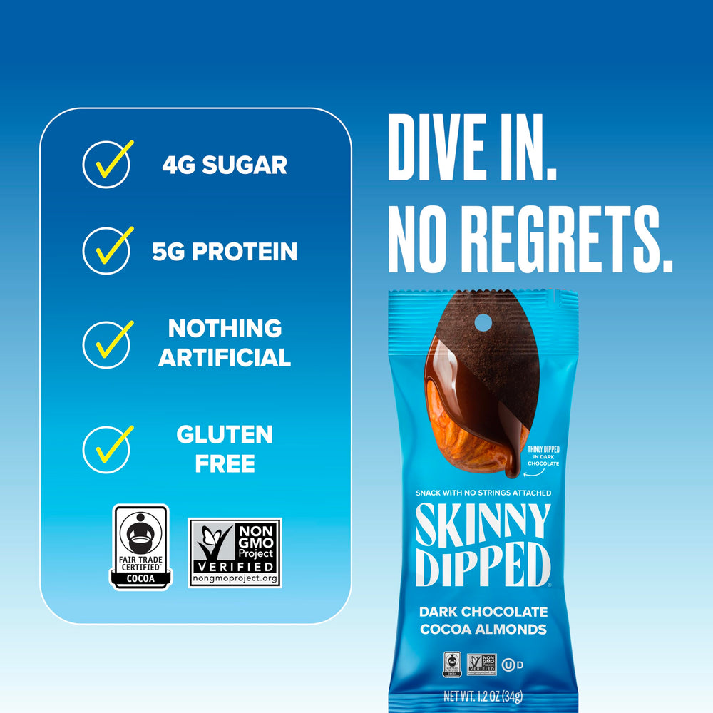 SKINNYDIPPED 1.2 oz portioned bag for on-the-go snacking