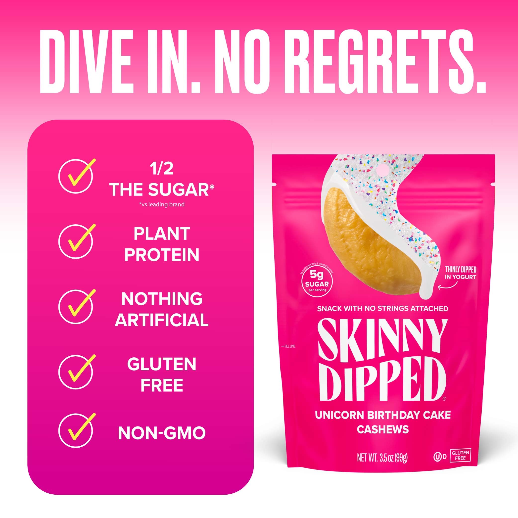 SKINNYDIPPED cashews close-up reveals buttery texture with a thin frosting layer.