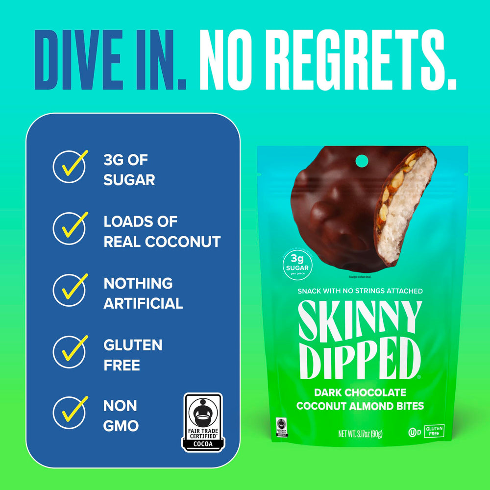 SkinnyDipped bite cross-section showing coconut and almond filling