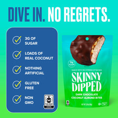 SkinnyDipped bite cross-section showing coconut and almond filling