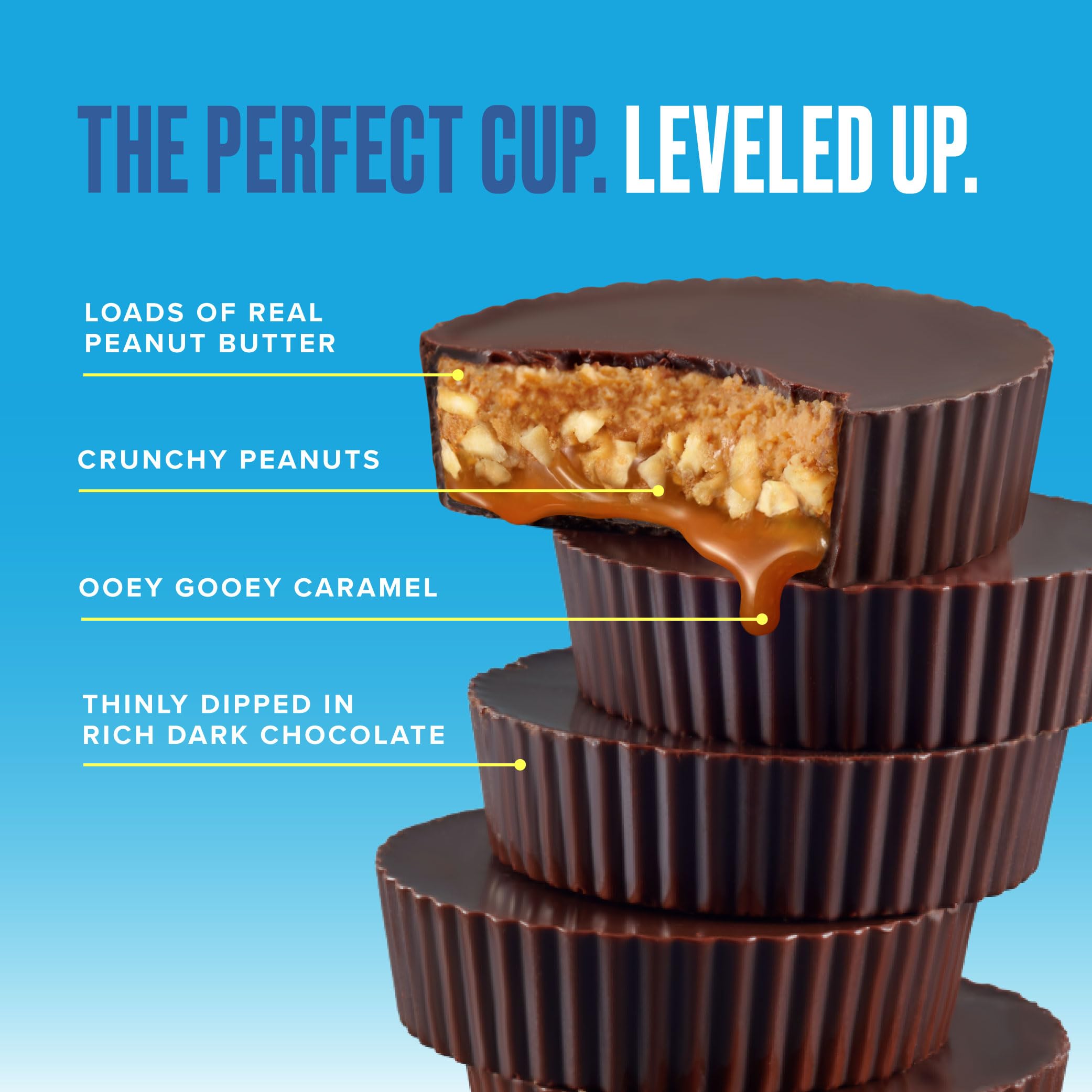 3.17oz bag of SkinnyDipped Cups ready for sharing or personal indulgence