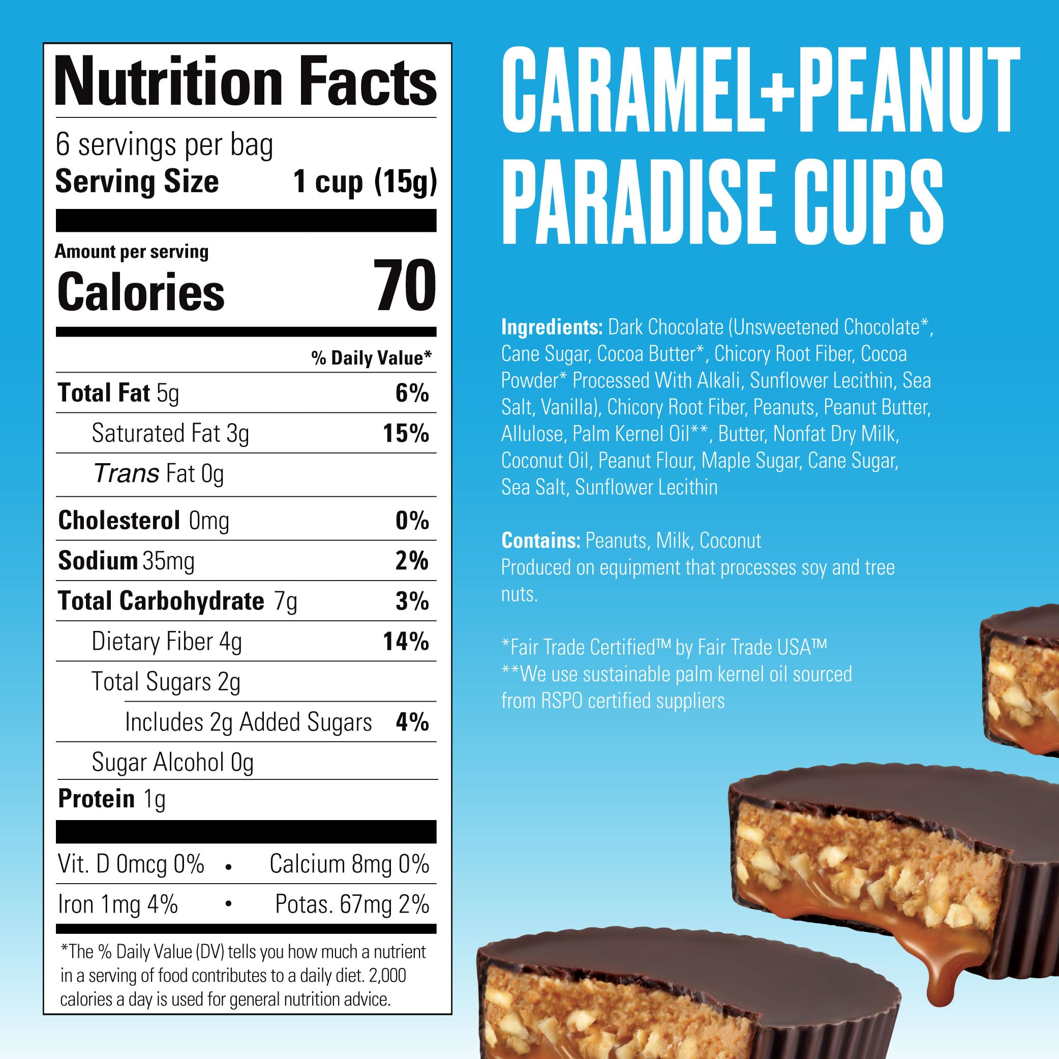 Close-up of the dark chocolate shell around caramel and peanuts for a tasty treat