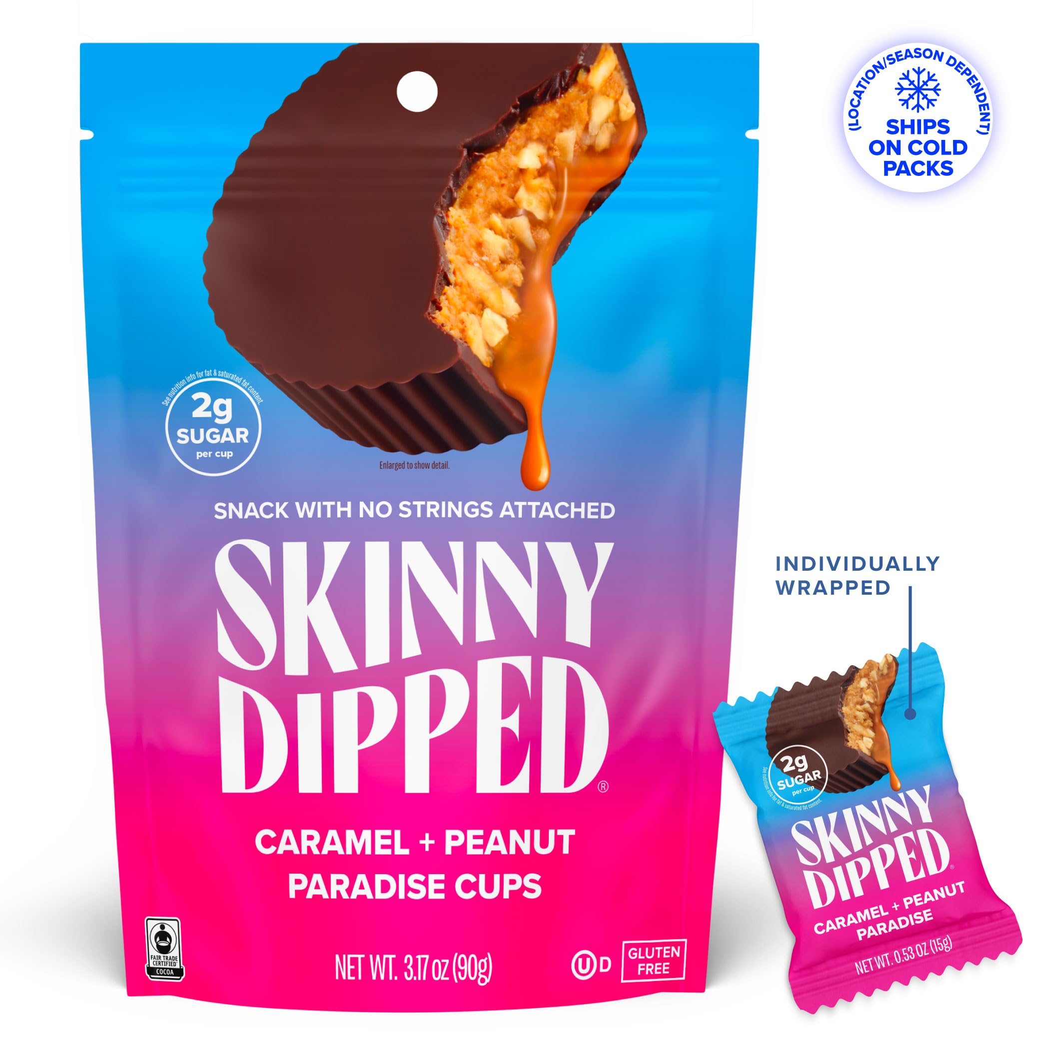 Ingredients panel highlighting maple sugar and real cane sugar in a gluten-free, non-GMO mix