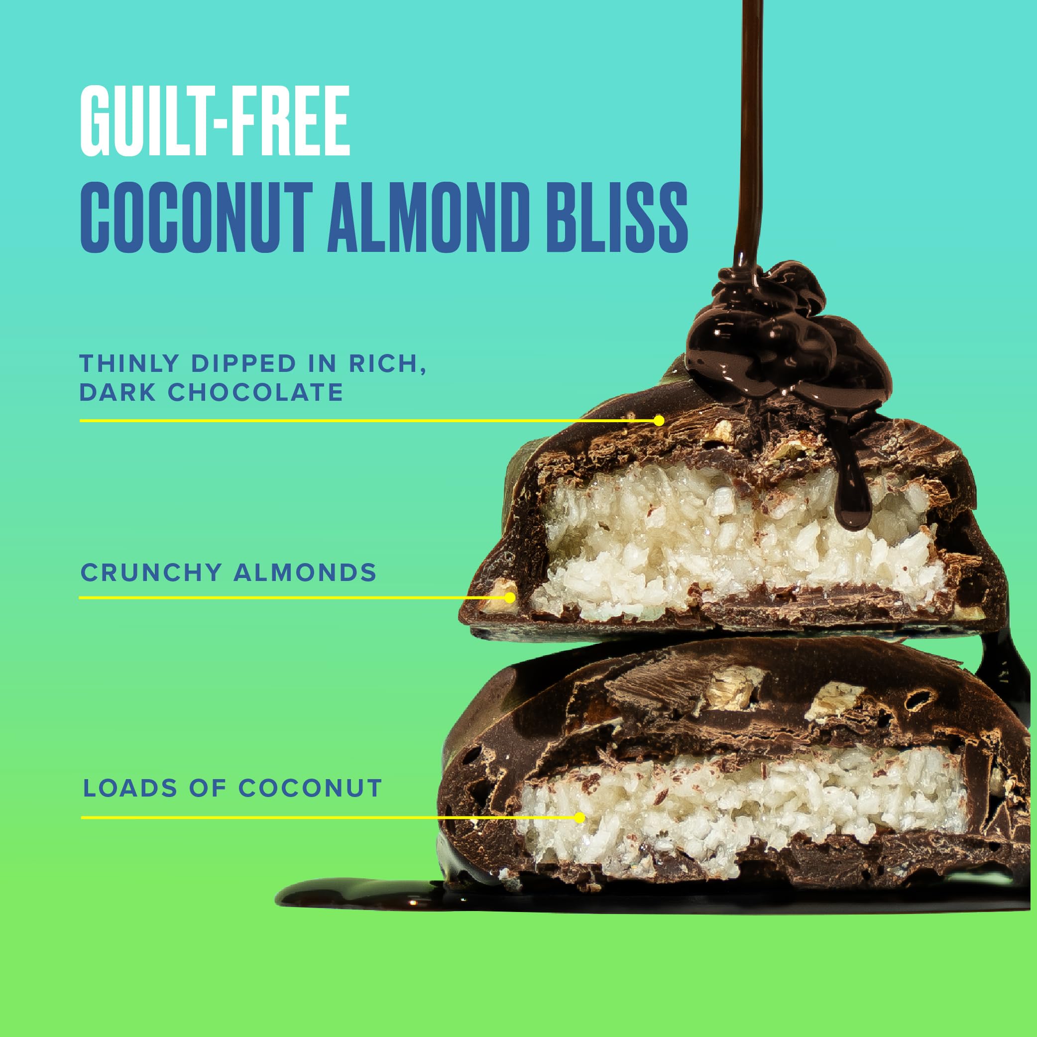 SkinnyDipped coconut almond bites arranged on a plate ready to enjoy