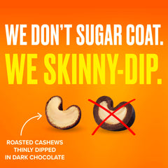 SkinnyDipped dark chocolate coating closeup with glossy finish and cocoa aroma.