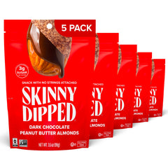 SkinnyDipped bag front showing resealable pouch for on-the-go snacking.