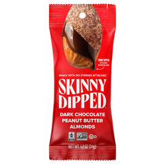 SkinnyDipped almond-based snack with dark chocolate and peanut butter for on-the-go protein