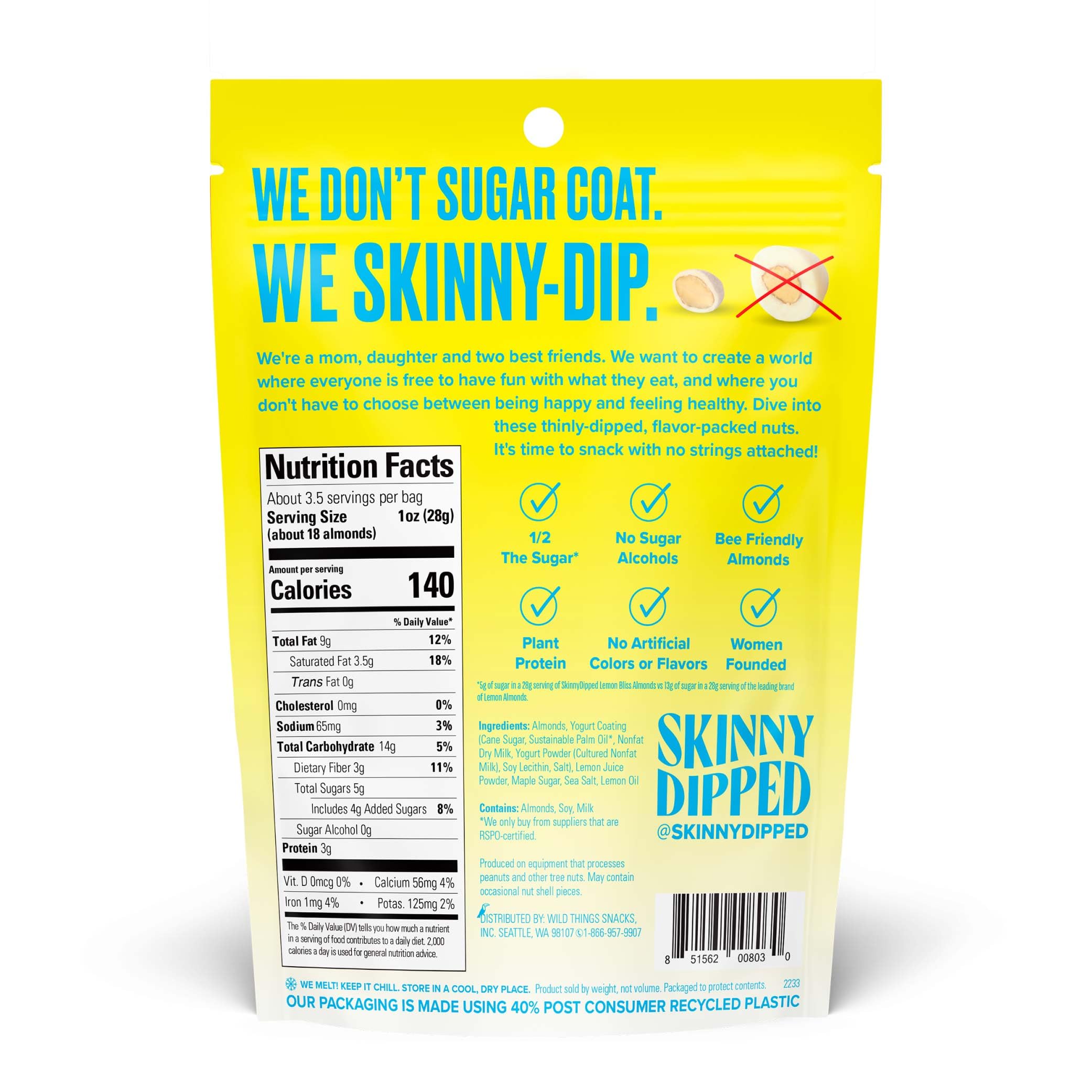 SkinnyDipped Dark Chocolate Peanut Butter Cups packaging highlights on-the-go indulgence.