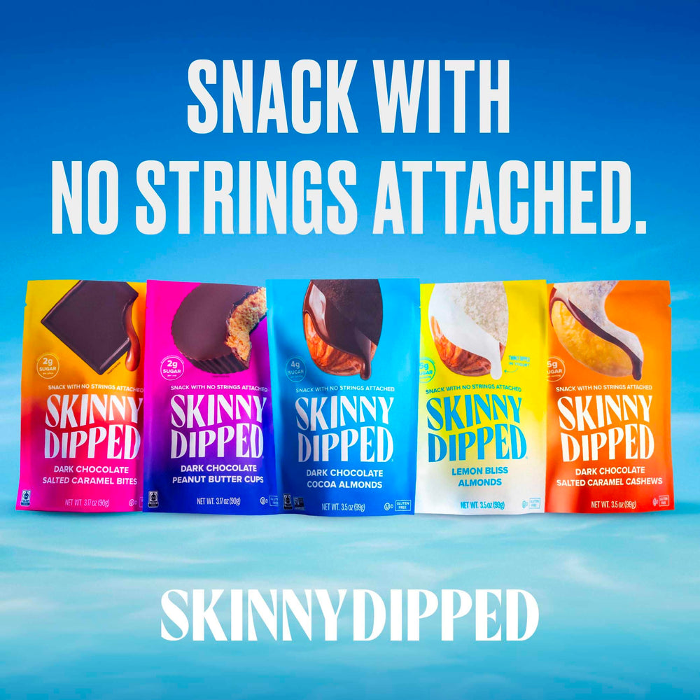 SkinnyDipped Dark Cups close-up shows smooth dark chocolate shell.