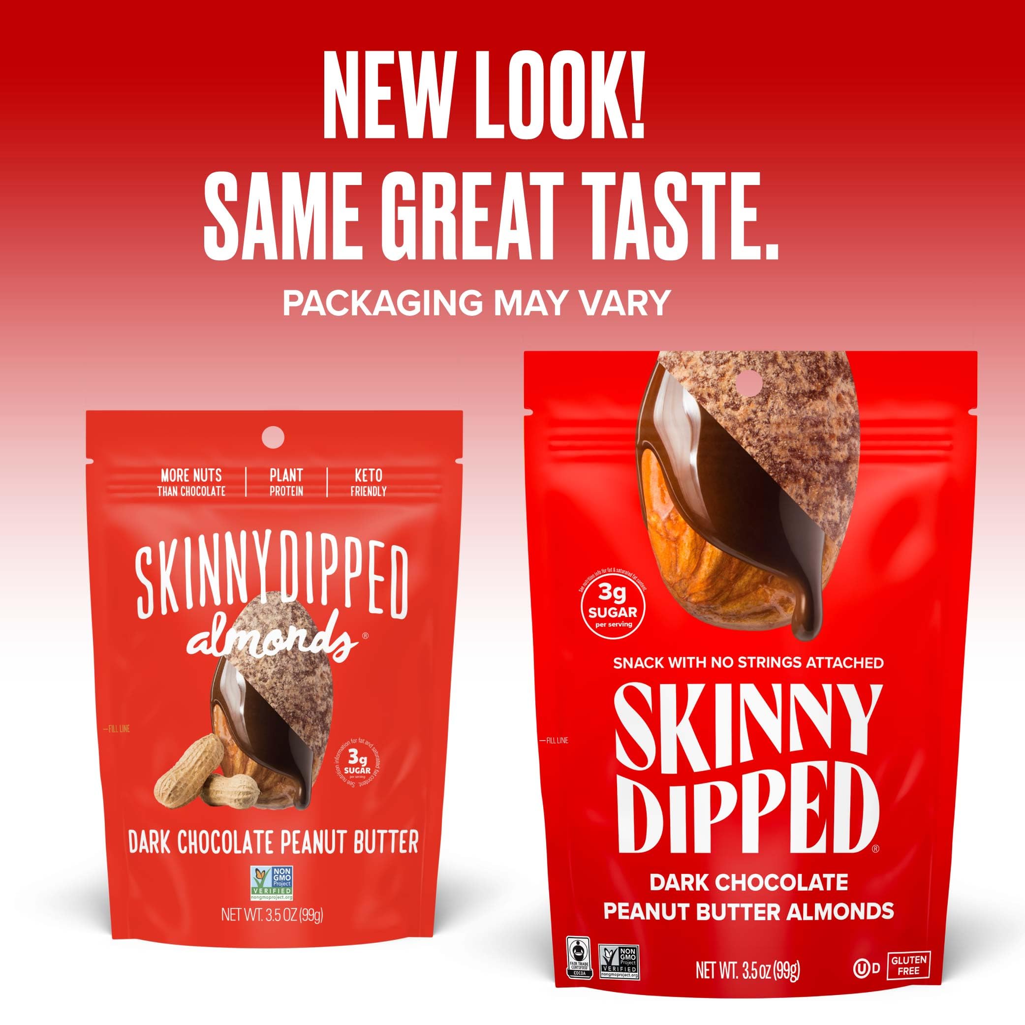 Fair Trade and bee-friendly label on SkinnyDipped packaging.