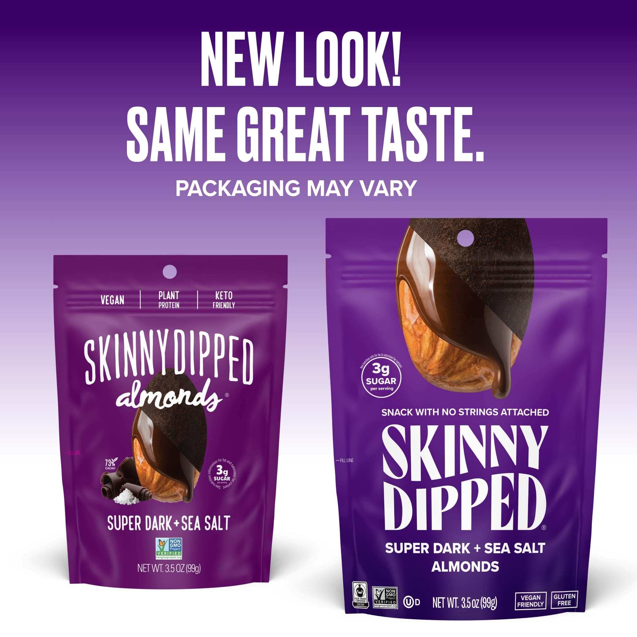 SKINNYDIPPED gluten-free almonds in dark chocolate ideal for gluten-aware snacking.