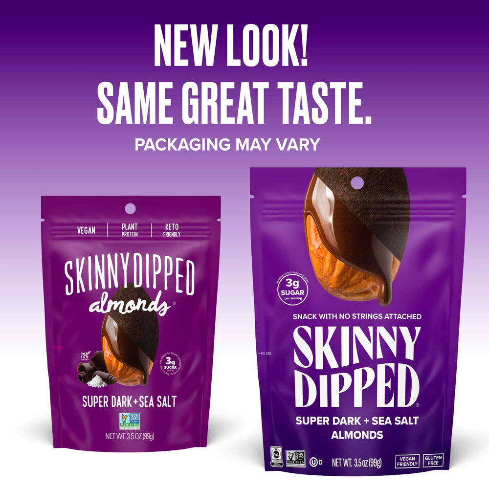 SKINNYDIPPED gluten-free almonds in dark chocolate ideal for gluten-aware snacking.