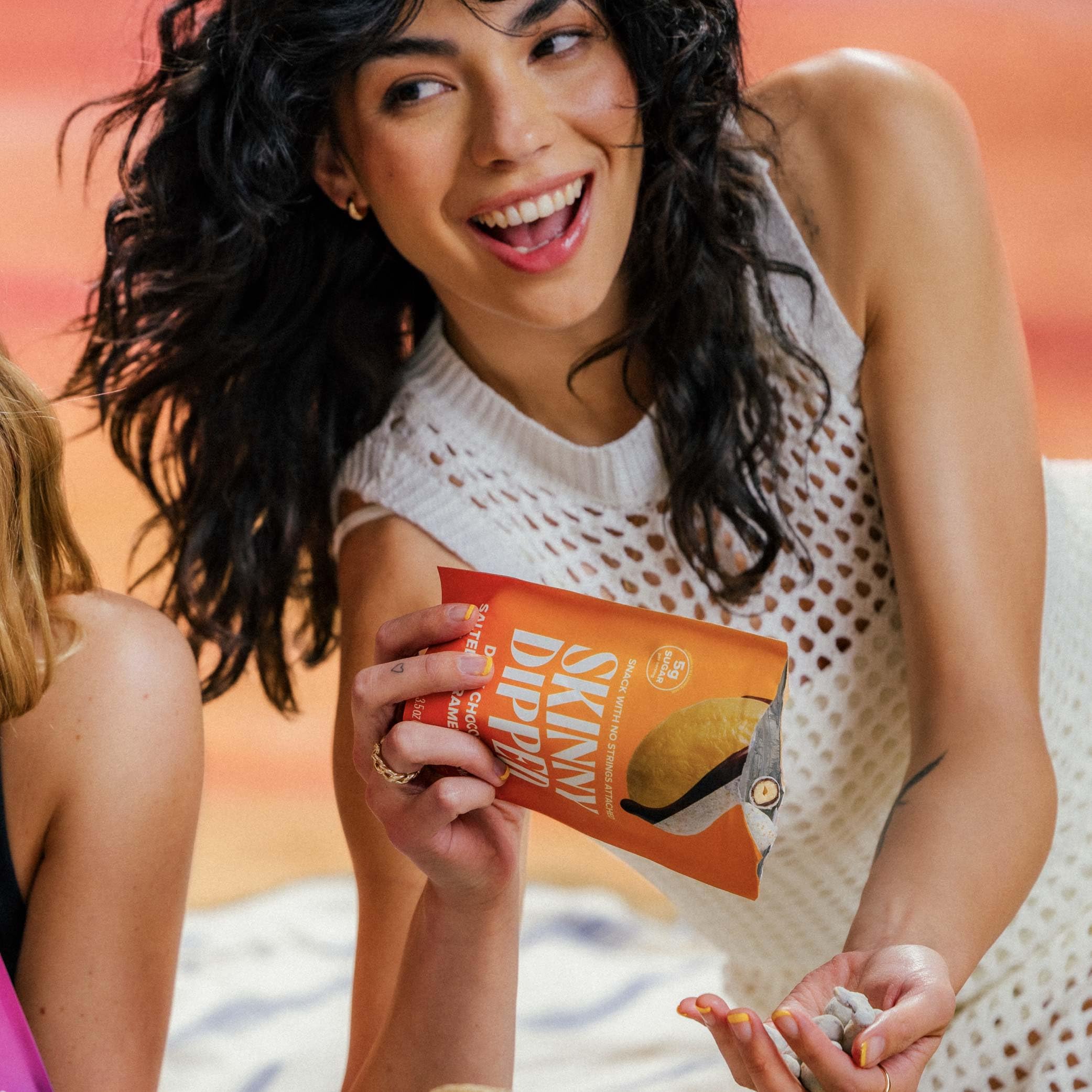 SkinnyDipped gluten-free label on packaging appeals to diet-conscious shoppers.