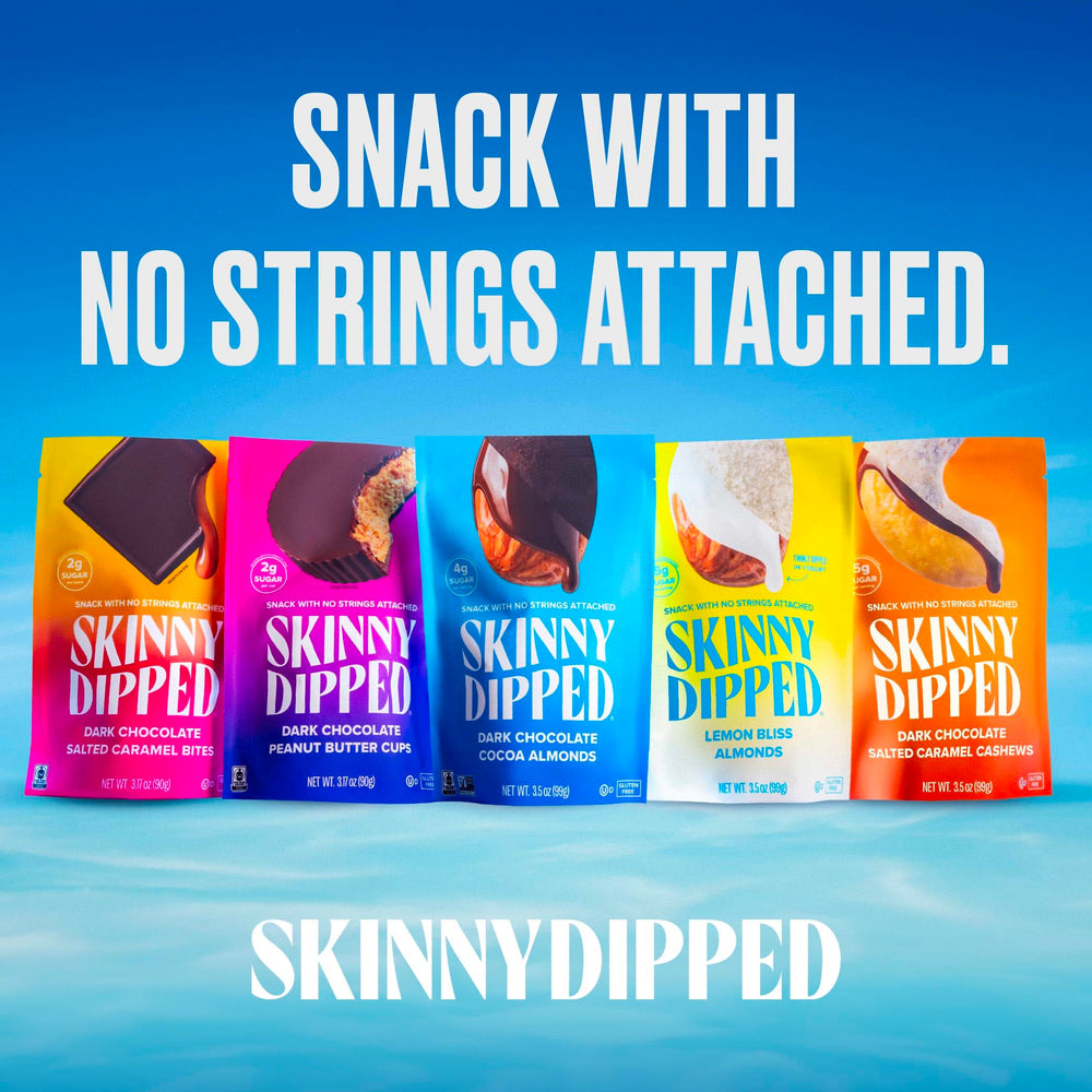 SkinnyDipped individually wrapped bites highlight portion control and portability.