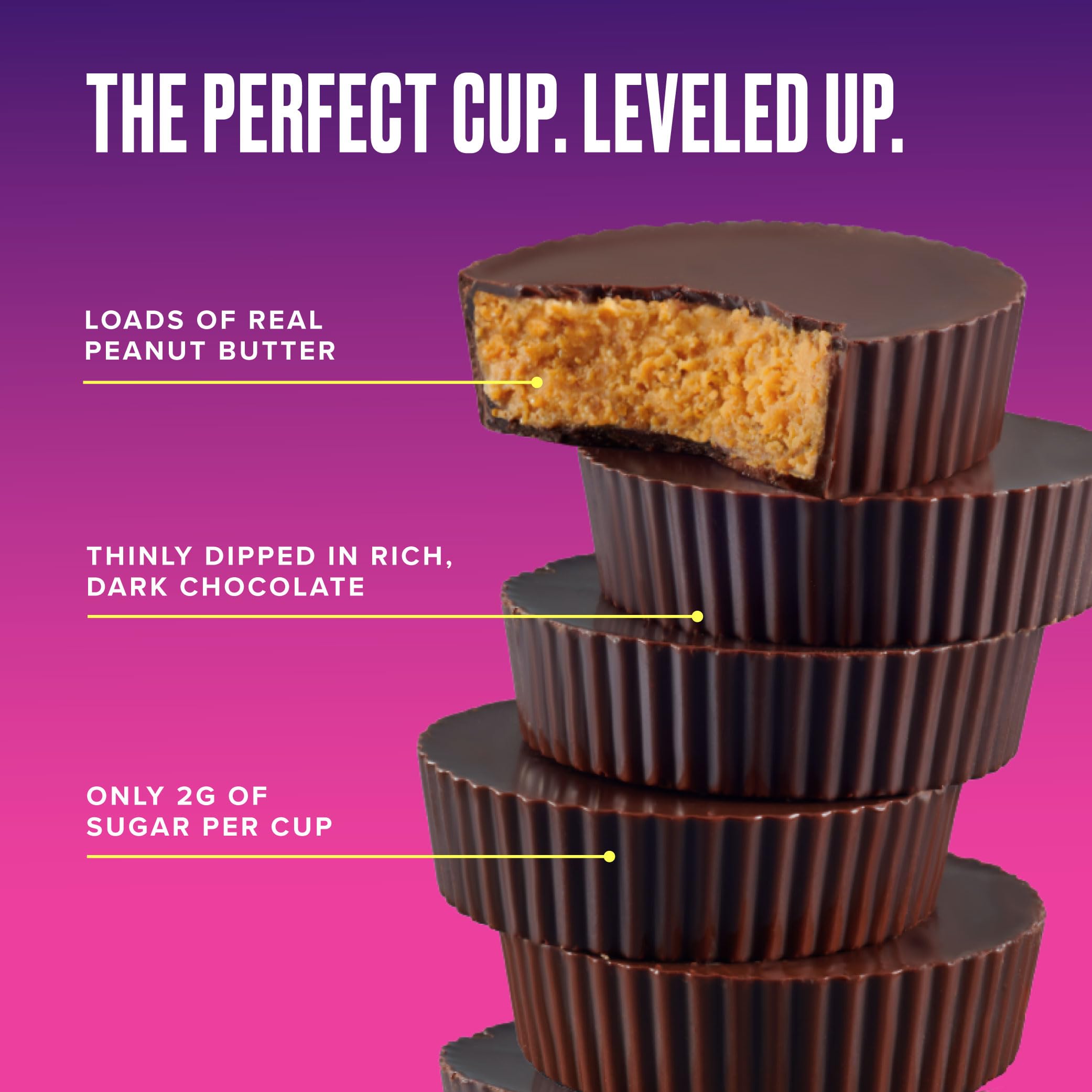 Keto-friendly label signals lower-sugar indulgence on SkinnyDipped cups.