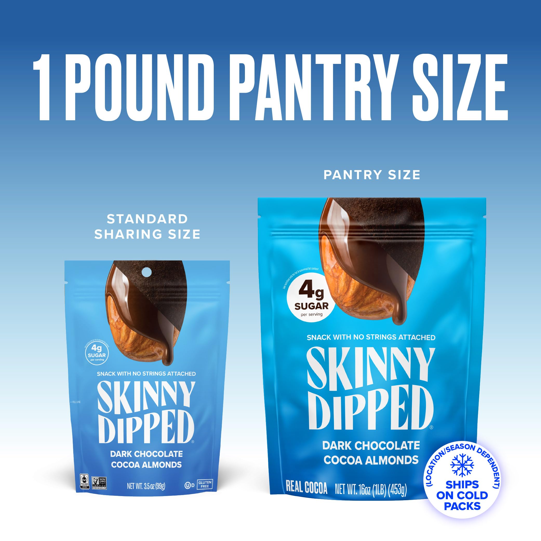 SkinnyDipped maple-salt dust on almonds highlights a balanced sweet-salty flavor.