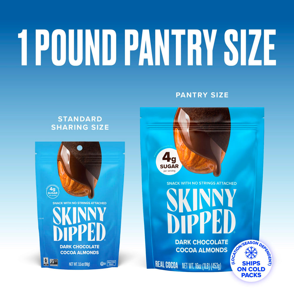 SkinnyDipped maple-salt dust on almonds highlights a balanced sweet-salty flavor.
