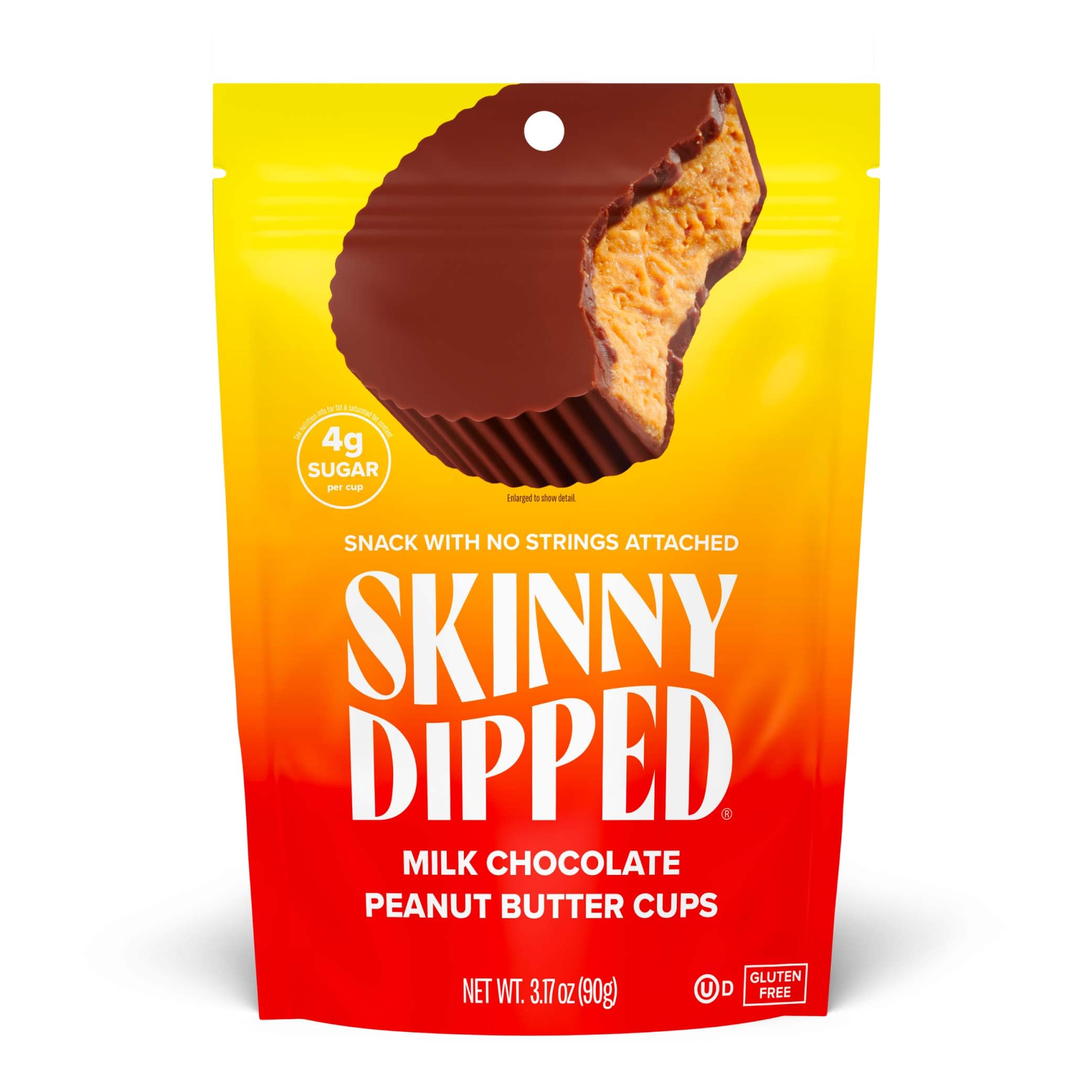 SkinnyDipped milk chocolate peanut butter cups, gluten-free and ready to enjoy anywhere.