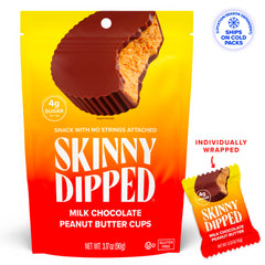 SkinnyDipped milk chocolate shell detail shows thin, delicate chocolate texture.