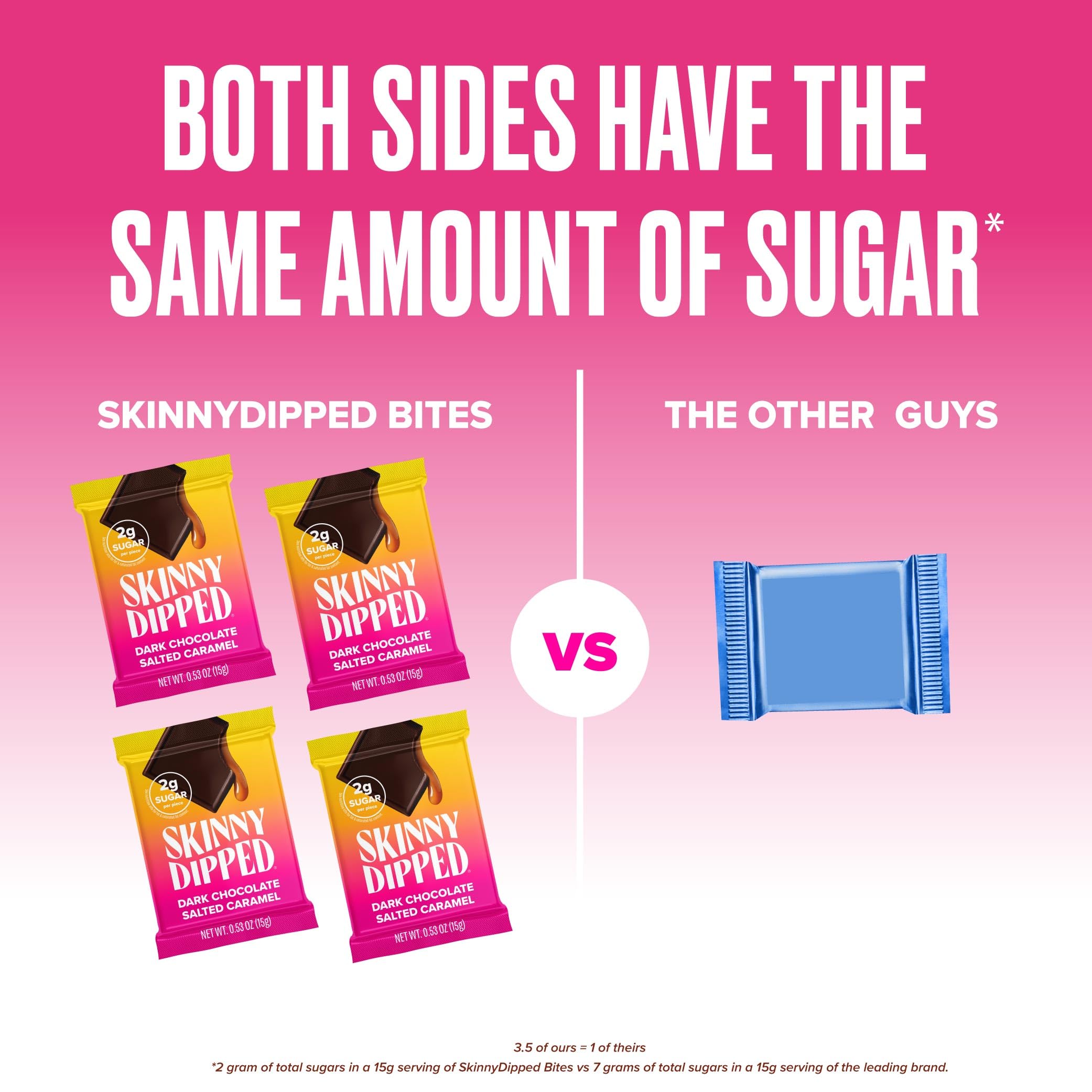 SkinnyDipped logo and gluten-free badge emphasize clean, non-GMO ingredients.
