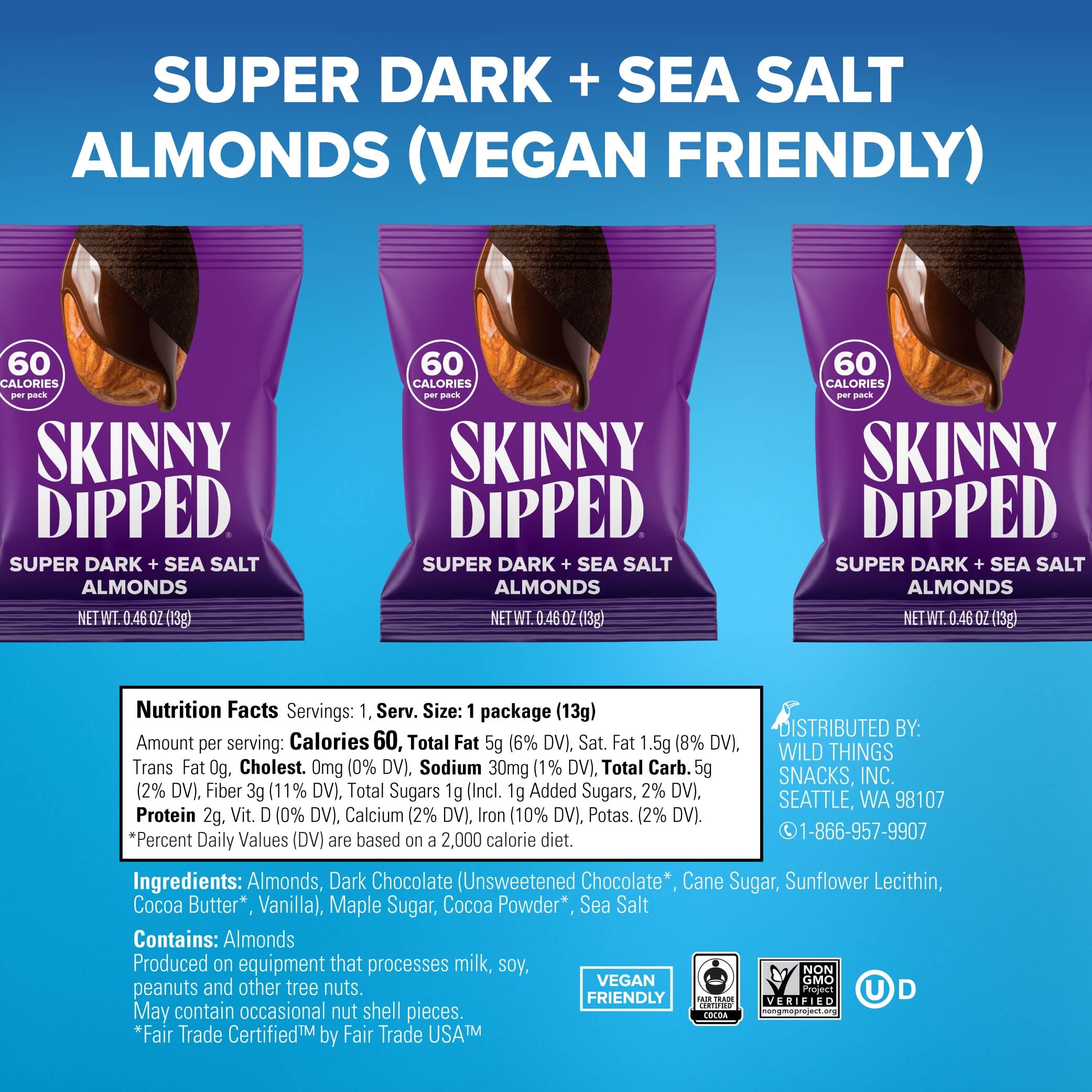 Gluten-free and Kosher SKINNYDIPPED almond snacks for diverse diets.