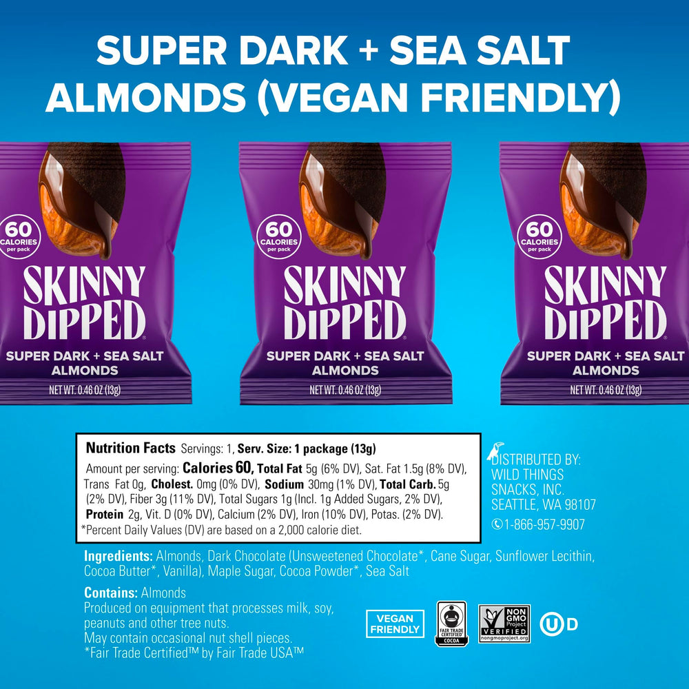 Gluten-free and Kosher SKINNYDIPPED almond snacks for diverse diets.