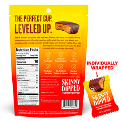 SkinnyDipped real peanut butter center highlights rich creamy filling.