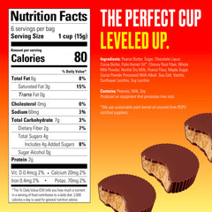 SkinnyDipped real peanut butter filling closeup emphasizes creamy peanut butter goodness.