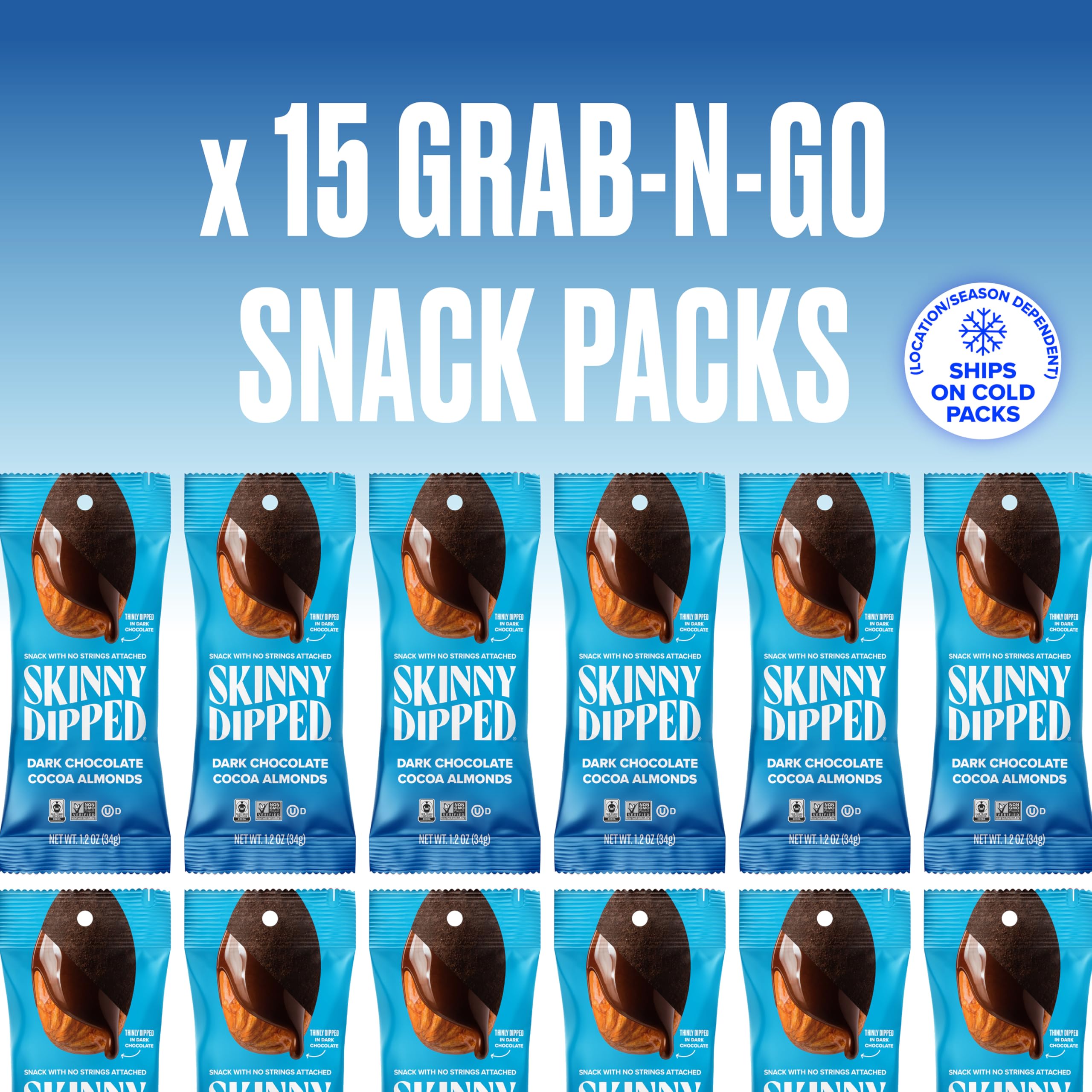SKINNYDIPPED roasted almonds delivering crunch in a snack