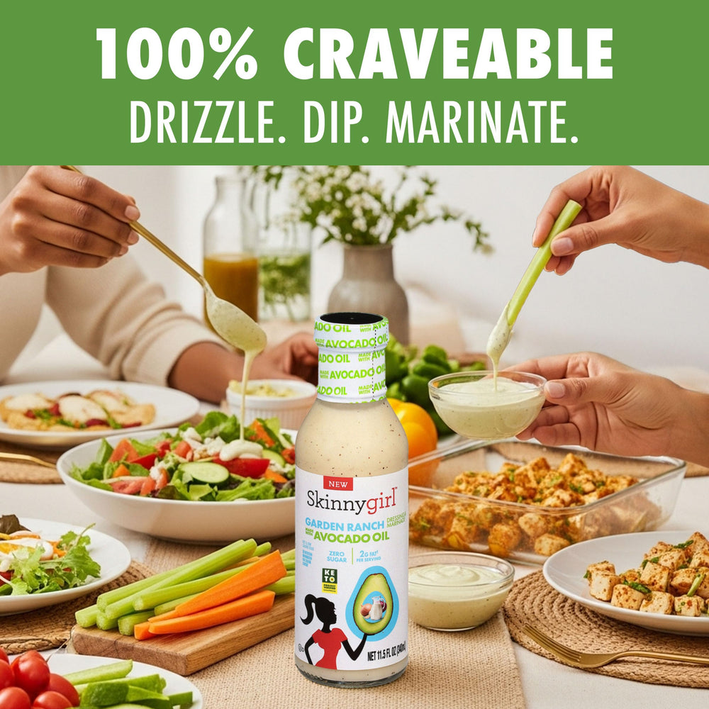 Skinnygirl avocado oil dressing ingredients emphasizing a bold, lighter flavor base.