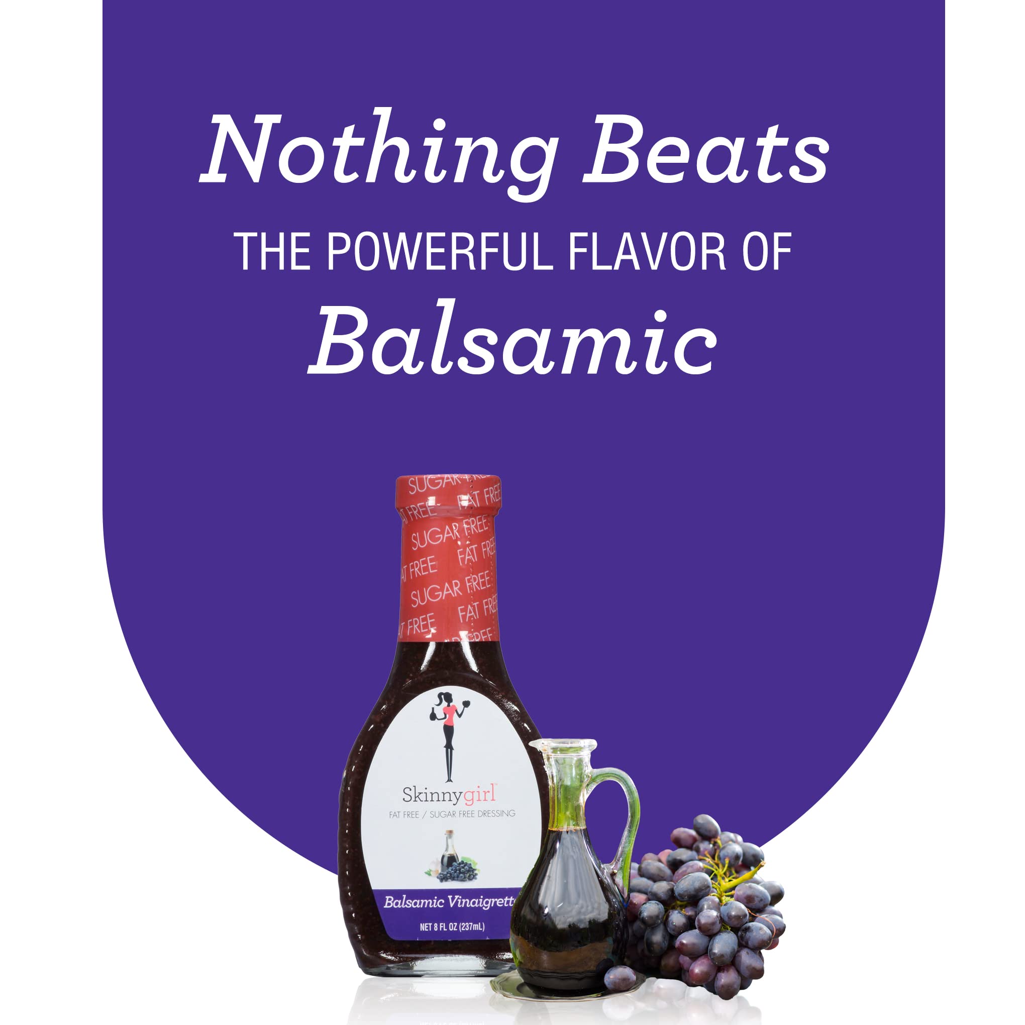 Skinnygirl Balsamic Vinaigrette beside a salad plate in pantry.