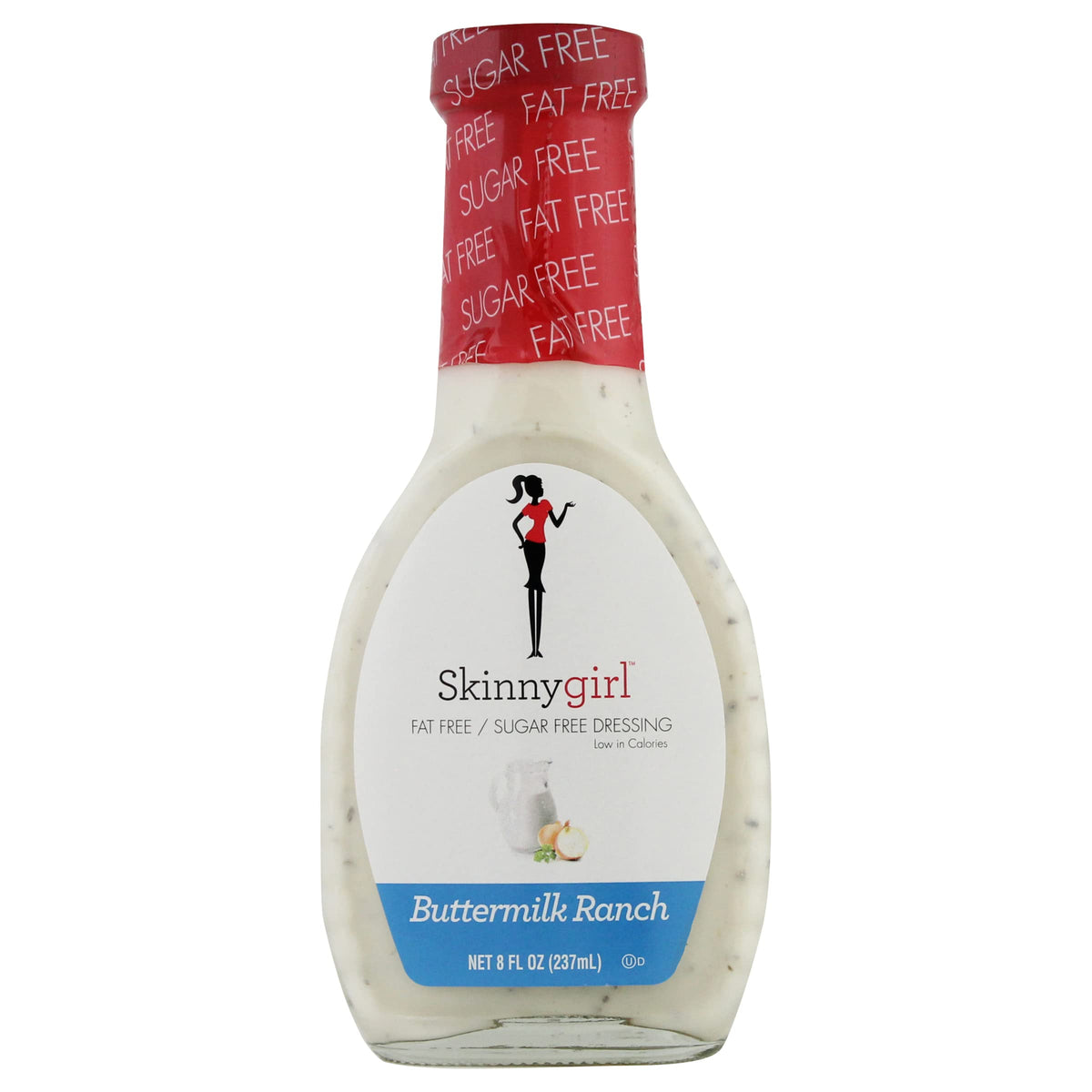 Skinnygirl Buttermilk Ranch Dressing bottle on counter showcasing a low-cal flavor boost for salads.