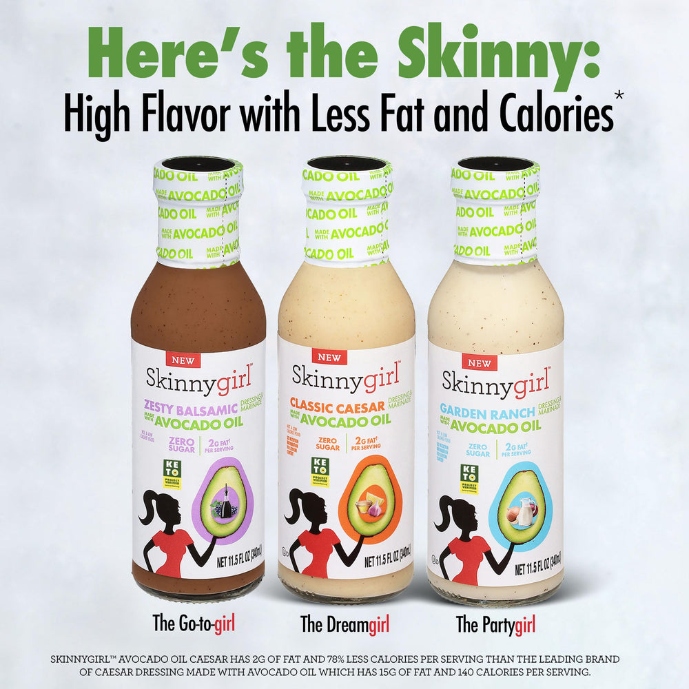 Kitchen scene featuring Skinnygirl Caesar dressing ready to use