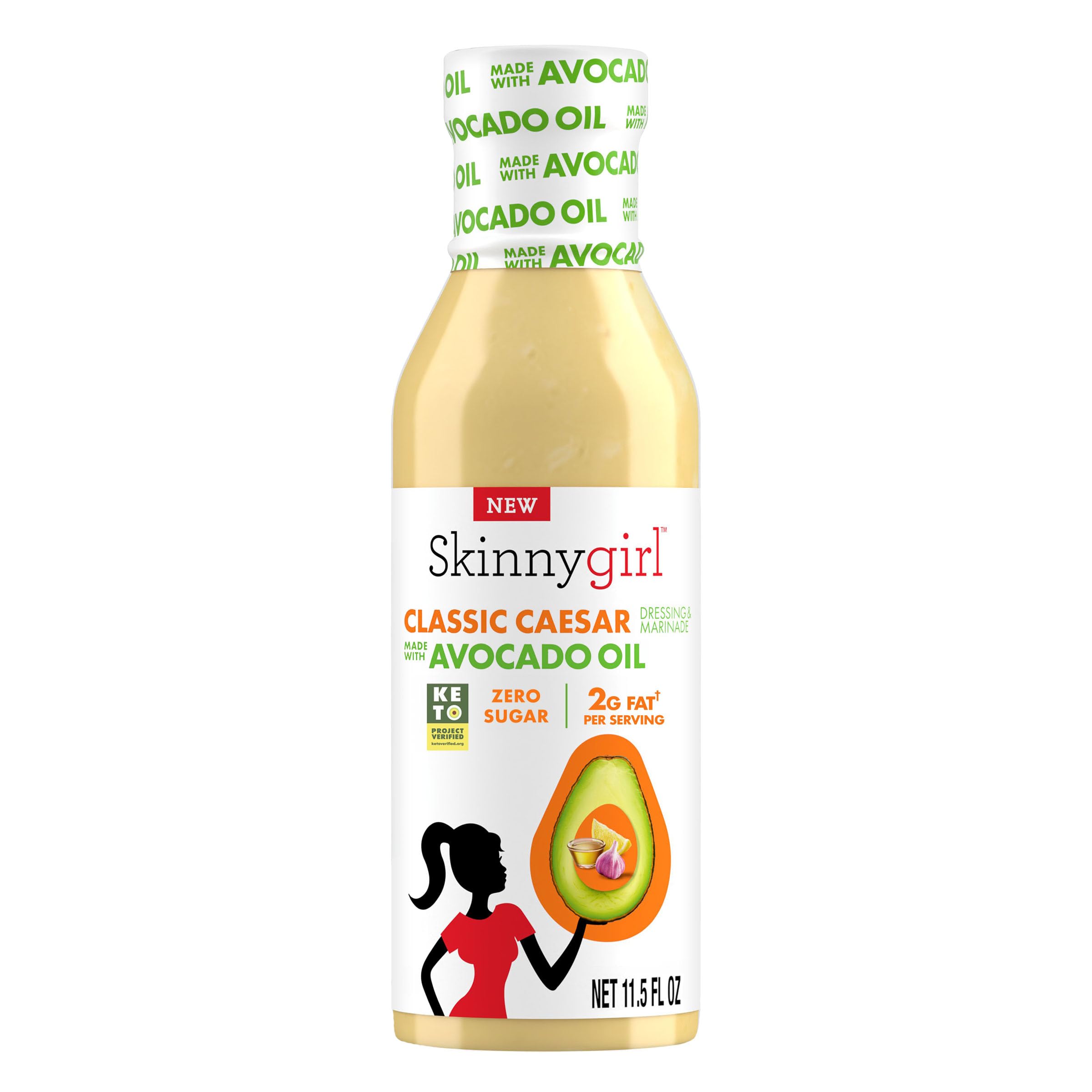 Skinnygirl Classic Caesar dressing bottle with gluten-free label for salads