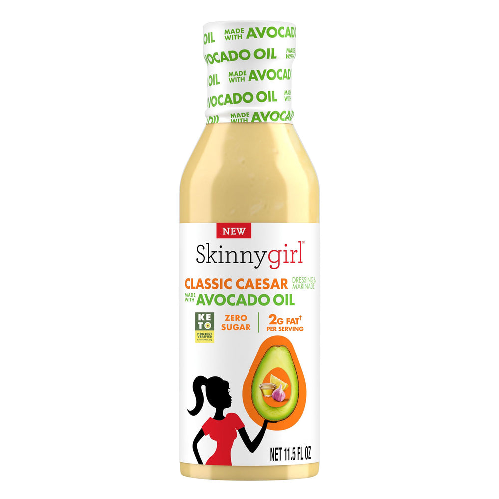 Skinnygirl Classic Caesar dressing bottle with gluten-free label for salads