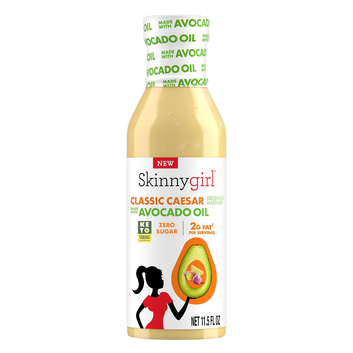 Skinnygirl Classic Caesar dressing bottle with gluten-free label for salads