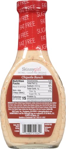 Skinnygirl dressing glass bottle side view showcases convenient packaging