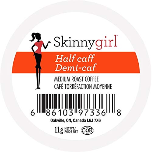 Skinnygirl Half Caff Arabica beans close-up, premium flavor with reduced caffeine