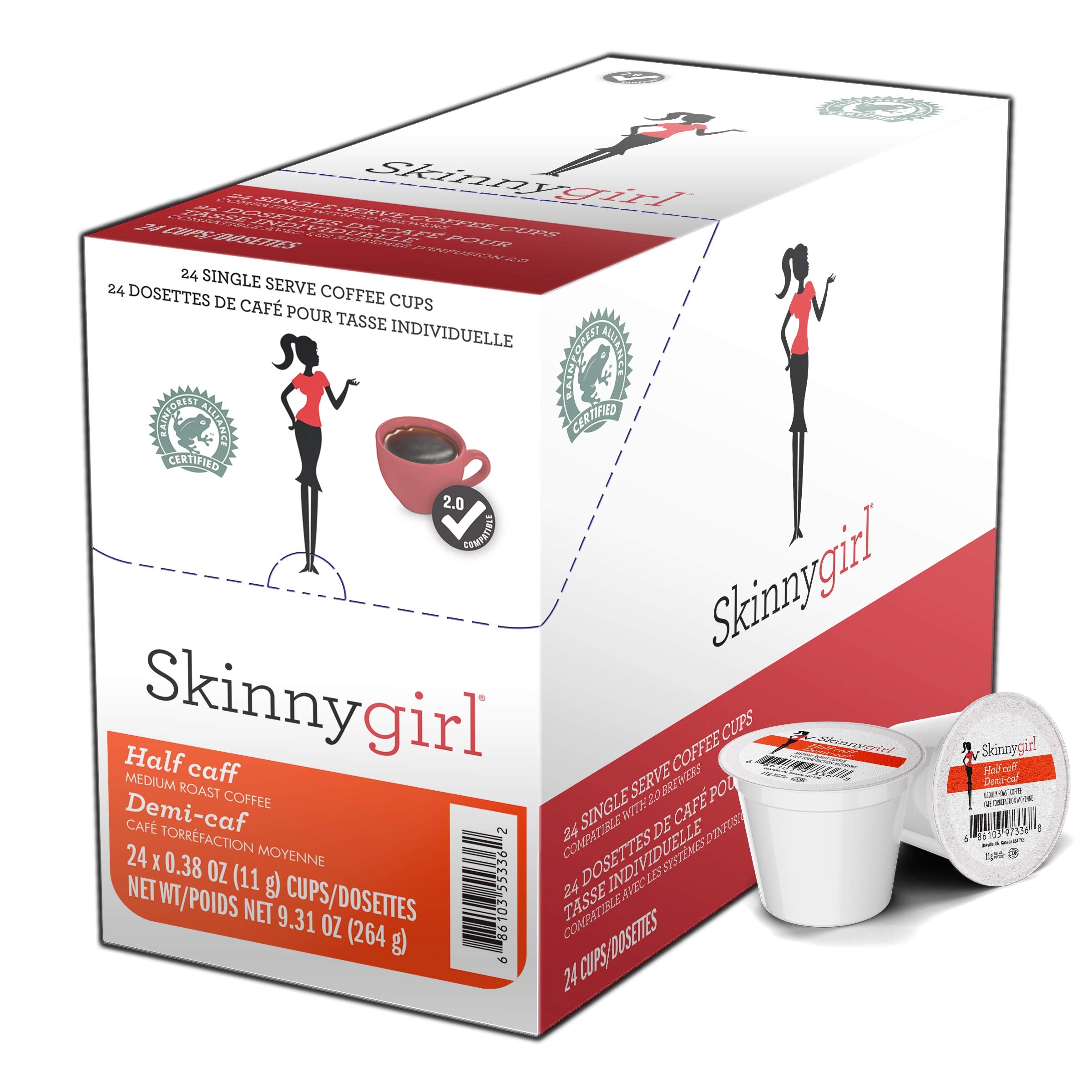 Skinnygirl Half Caff coffee pod in a Keurig brew ready for a milder caffeine boost