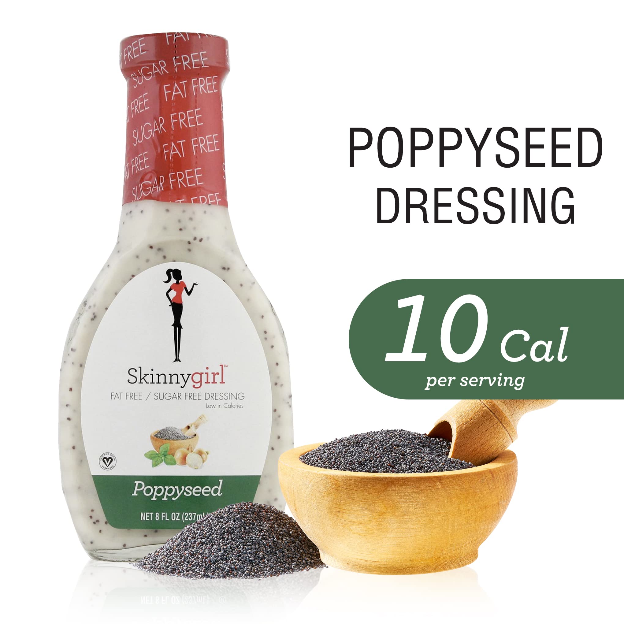 Lemon wedge beside Skinnygirl Poppyseed Dressing to suggest bright flavor.