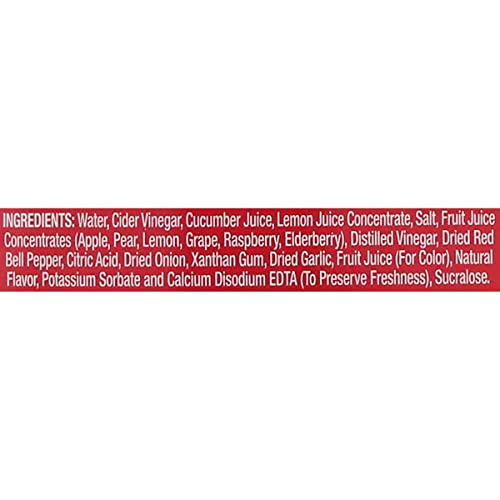 Nutrition back of Skinnygirl Raspberry Vinaigrette bottle shows calories per portion.