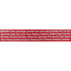 Nutrition back of Skinnygirl Raspberry Vinaigrette bottle shows calories per portion.