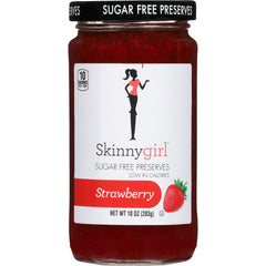 Skinnygirl Strawberry Rose preserves jar label close-up showing zero sugar and low calories
