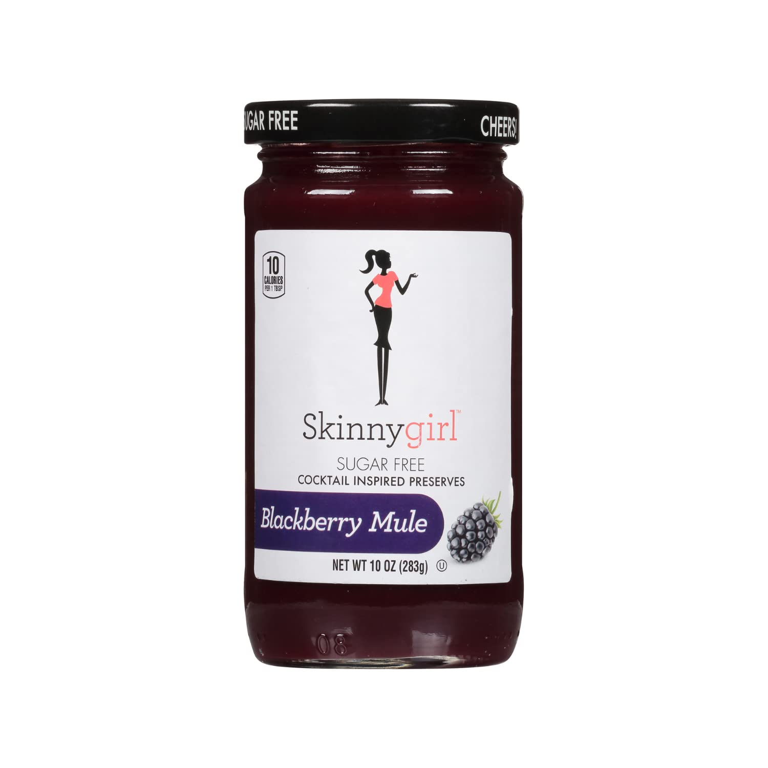 Skinnygirl label close-up highlighting gluten-free and sugar-free features