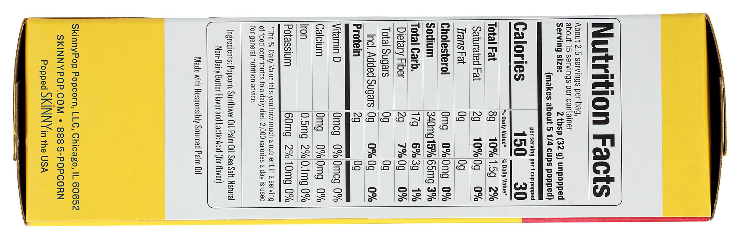 SkinnyPop Butter Popcorn closeup shows light crackle and butter flavor