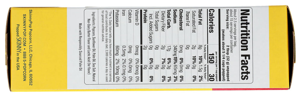 SkinnyPop Butter Popcorn closeup shows light crackle and butter flavor