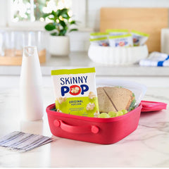 SkinnyPop Original high oleic sunflower oil logo suggests clean, crave-worthy flavor.