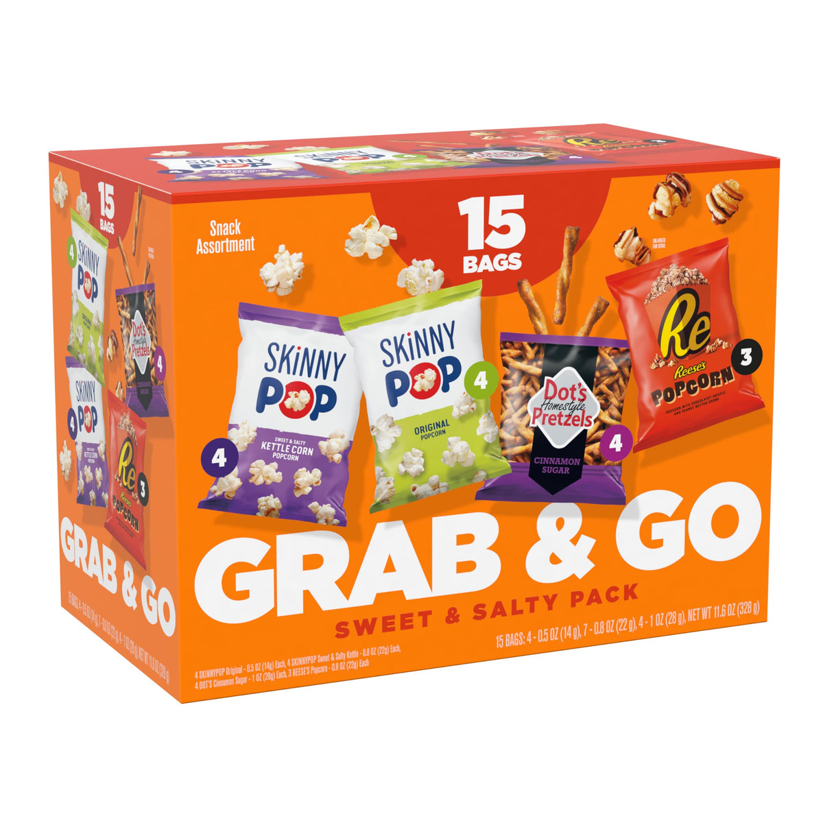 SkinnyPop Original bag opened, perfect for on-the-go snacking